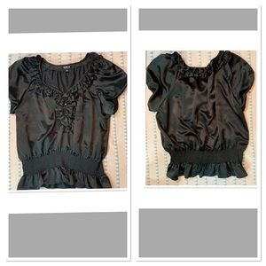 Allen Schwartz green satin blouse  XL **see notes*